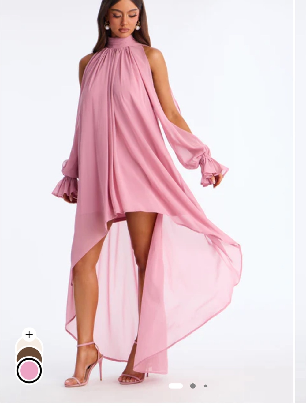 Fashion Nova Aryal Long Sleeve High Low Maxi Dress